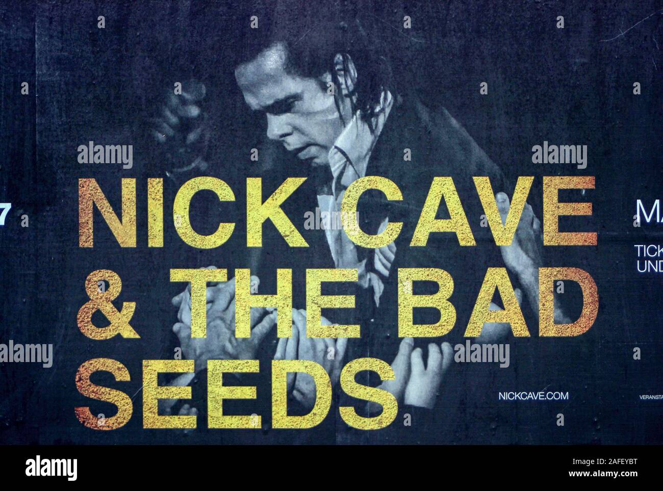 Nick Cave und die Bad Seeds Konzert Plakat in Berlin, Deutschland Stockfoto