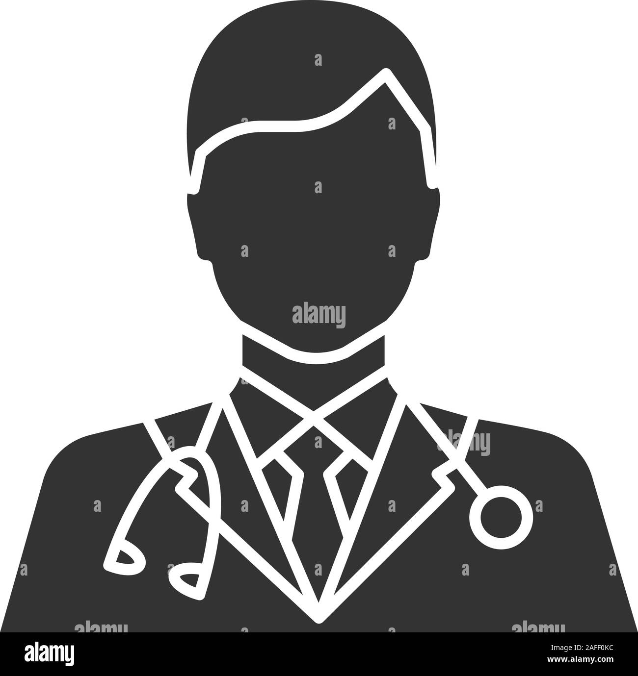 Arzt glyph Icon. Medizinische Arbeiter. Praktiker. Silhouette Symbol. Negativer Platz. Vektor isoliert Abbildung Stock Vektor