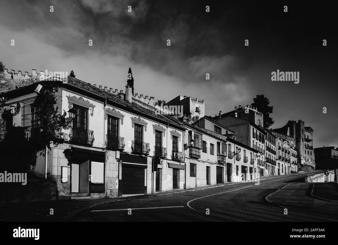Monochrome fine art Stil der alten Gebäude in Segovia, Spanien. Stockfoto