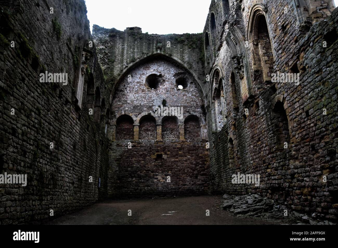 Winter in Chepstow Castle Stockfoto