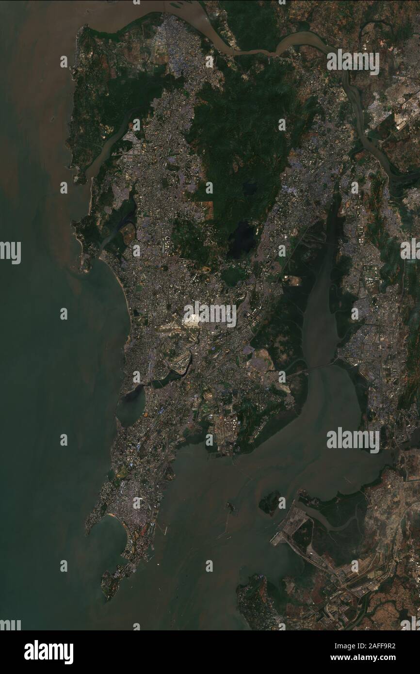 Mumbai, auch als Bombay in Indien gesehen vom Weltraum bekannt - Kopernikus Sentinel Data (2019 modifizierte enthält). Stockfoto