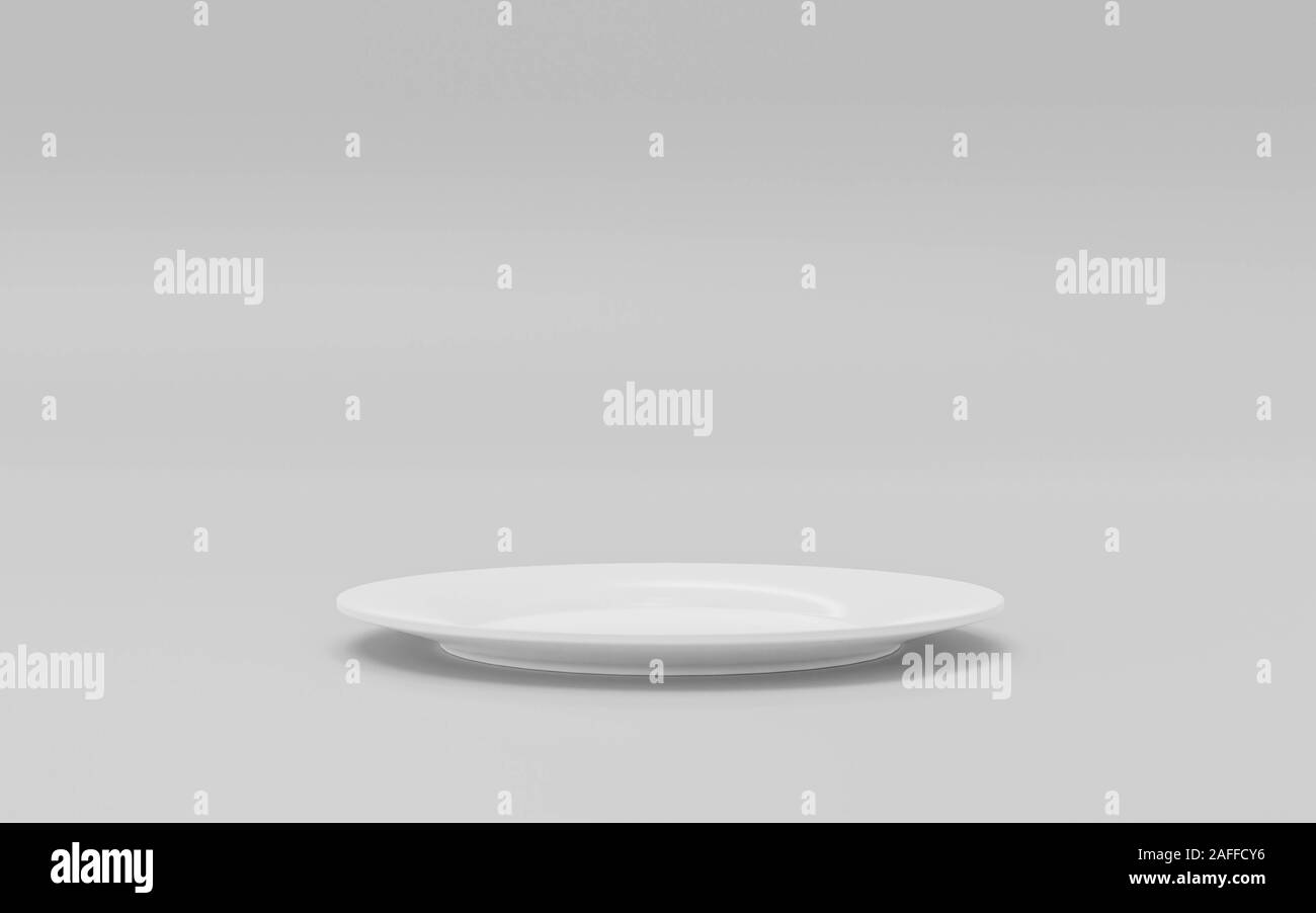 Leere Teller - mit weißem Hintergrund, 3d-Grafik rendern isoliert Stockfoto