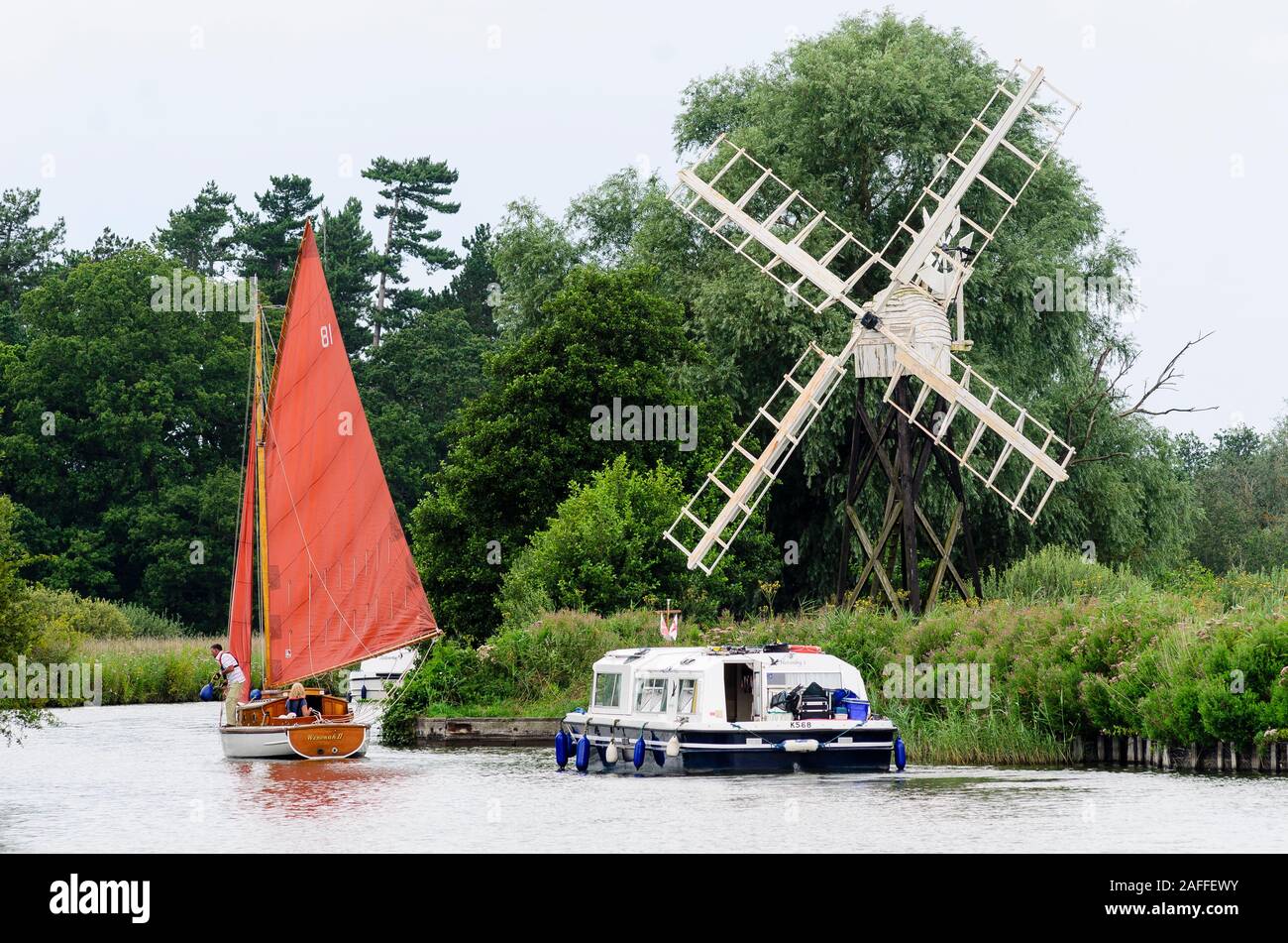 Wie Hill Vertrauen und Fluss Ameise auf den Norfolk Broads, Ludlum, Norfolk, England, UK. Stockfoto