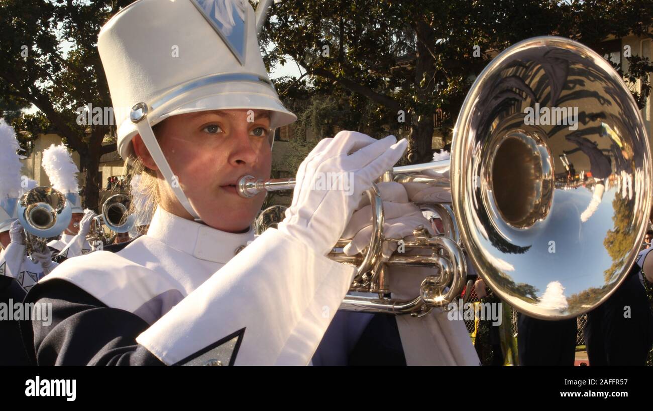 Tournamaent von Roses parade Bandmitglied Stockfoto