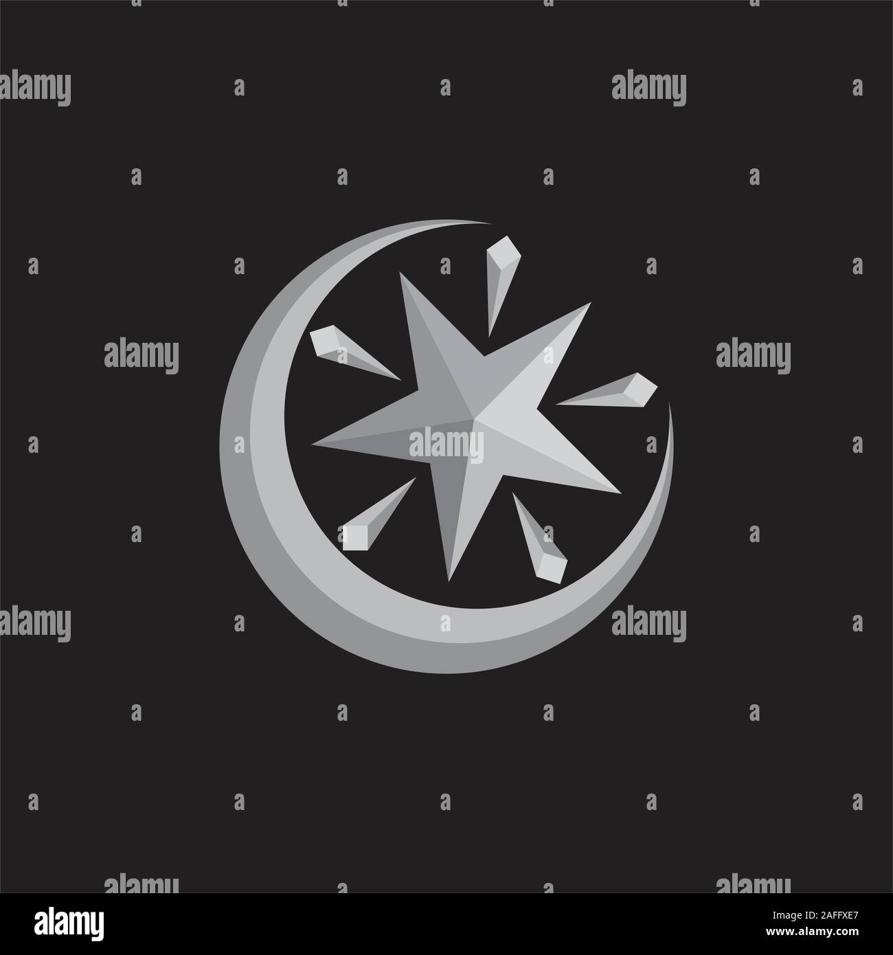/ Mond Sterne 3d Gradient logo Vektor Stock Vektor