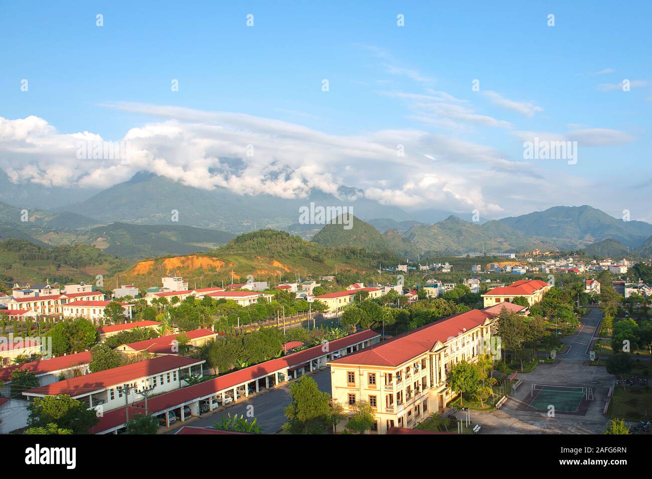 Panoramablick auf Lai Chau, Nordvietnam Stockfoto