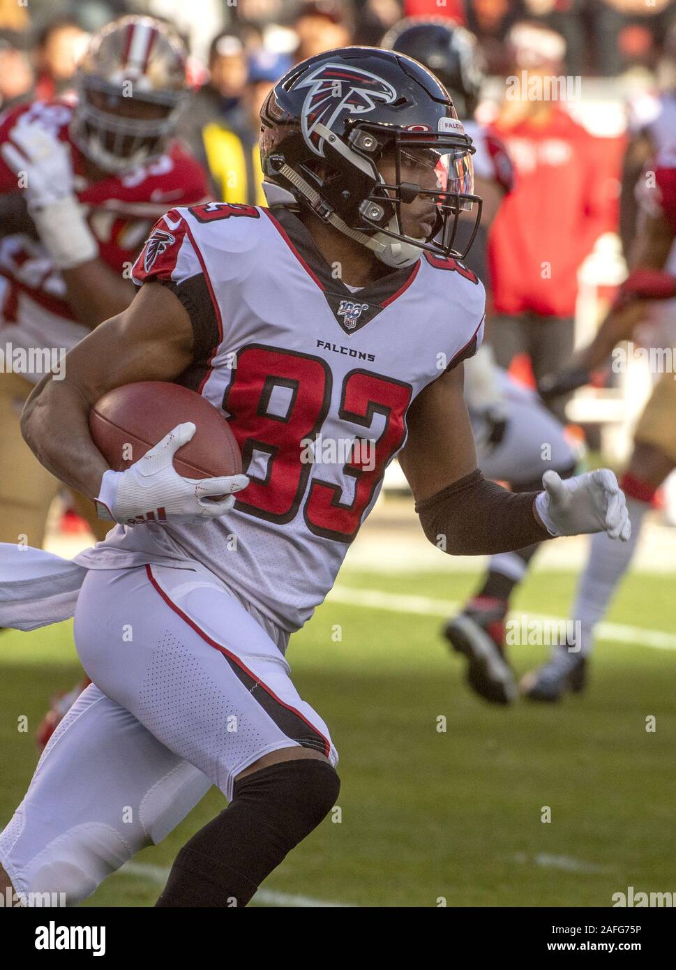 Santa Clara, Kalifornien, USA. 15 Dez, 2019. Atlanta Falcons wide receiver Russell Gage (83) am Sonntag, 15. Dezember 2019, in Levis Stadion in Santa Clara, Kalifornien. Die Falken besiegten die 49ers 29-22. Credit: Al Golub/ZUMA Draht/Alamy leben Nachrichten Stockfoto