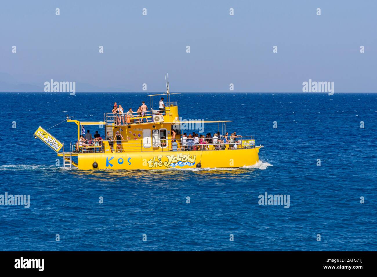 Semi-U-Boot, eine touristische Handwerk für Ausflüge in den Gewässern um die Insel Kos, Dodekanes, Griechenland Stockfoto