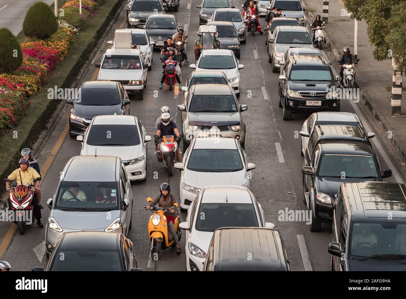 Blick auf einen Stau in Chiang Mai, Thailand. Stockfoto