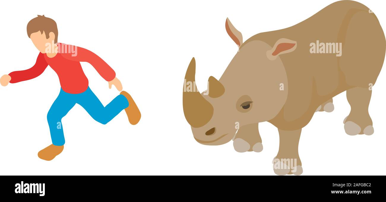 Angriff Nashorn Symbol, isometrische Stil Stock Vektor