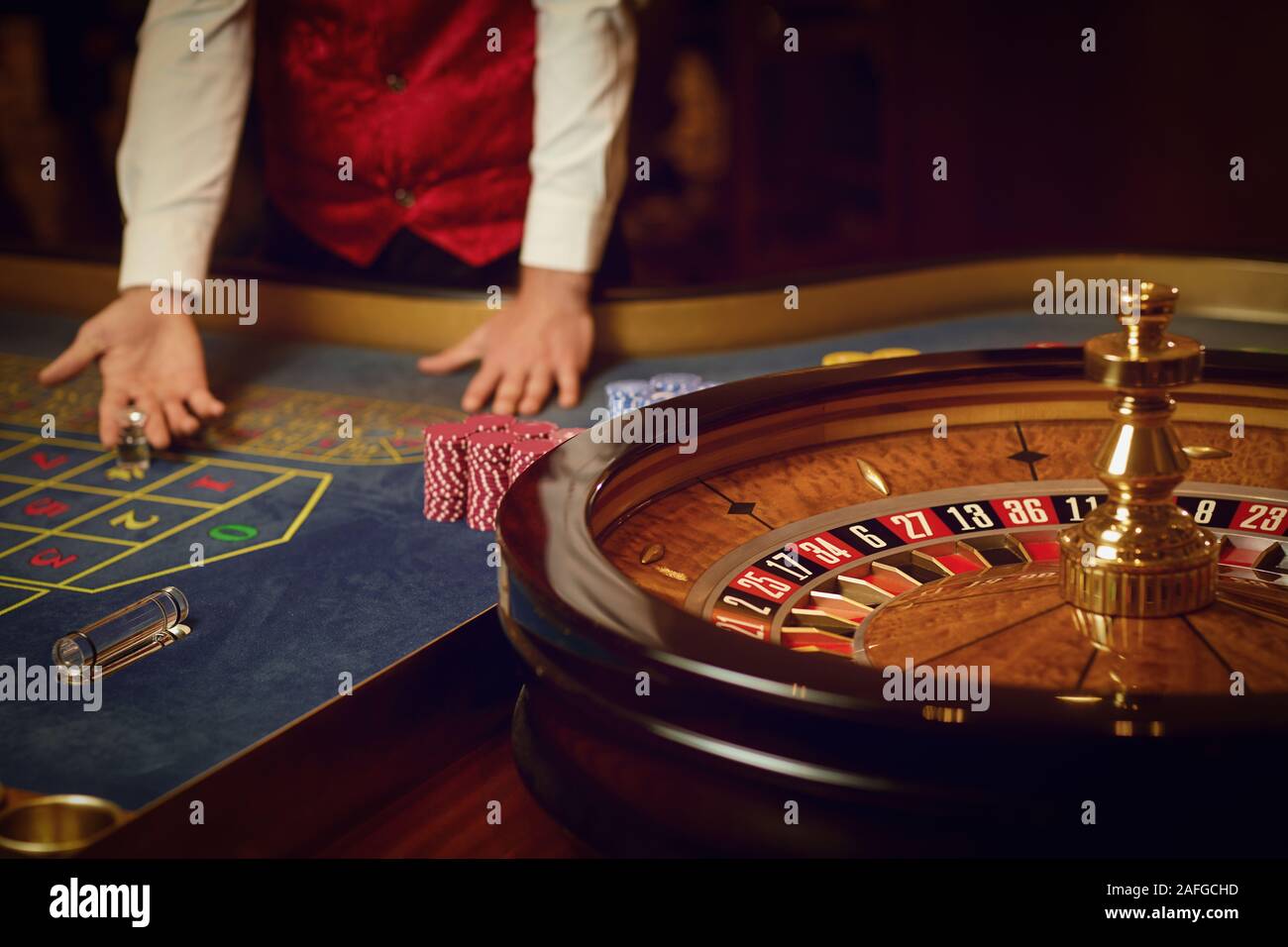 Glücksspiel roulette Tisch in einem Casino. Stockfoto