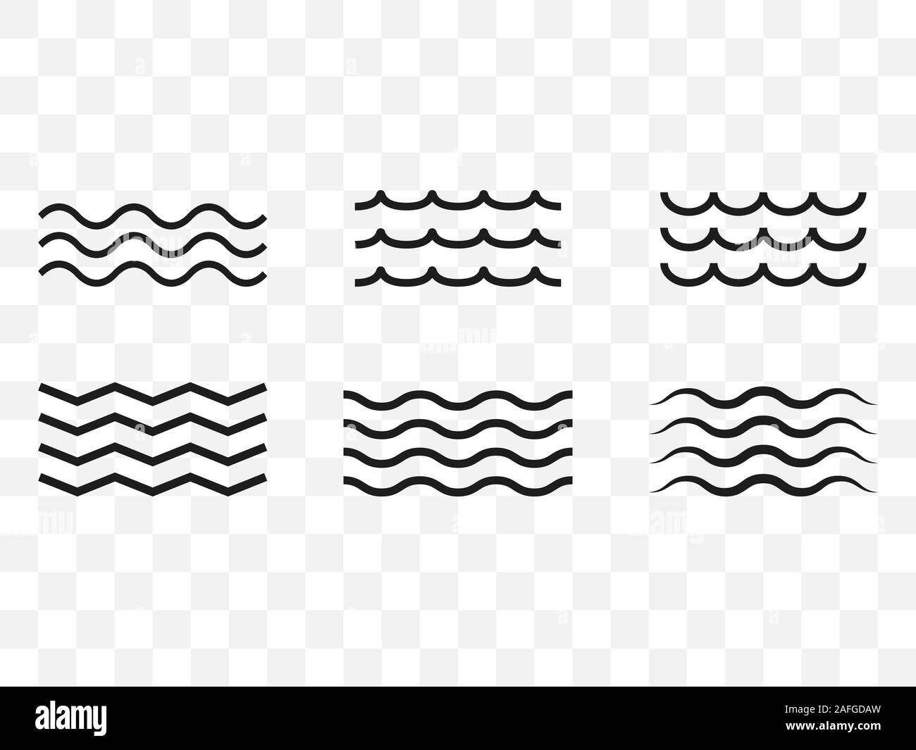 Wave Icon Set Hintergrund. Vektorgrafiken. Flache Bauform. Stock Vektor