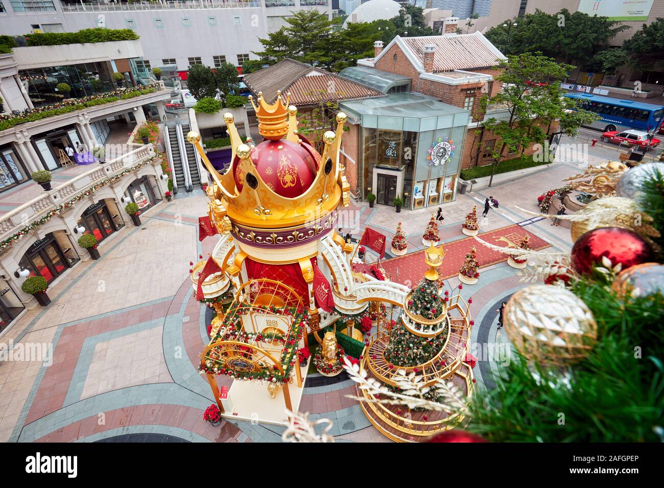 Weihnachten Dekoration im Heritage Shopping Mall 1881. Tsim Sha Tsui, Kowloon, Hong Kong, China. Stockfoto