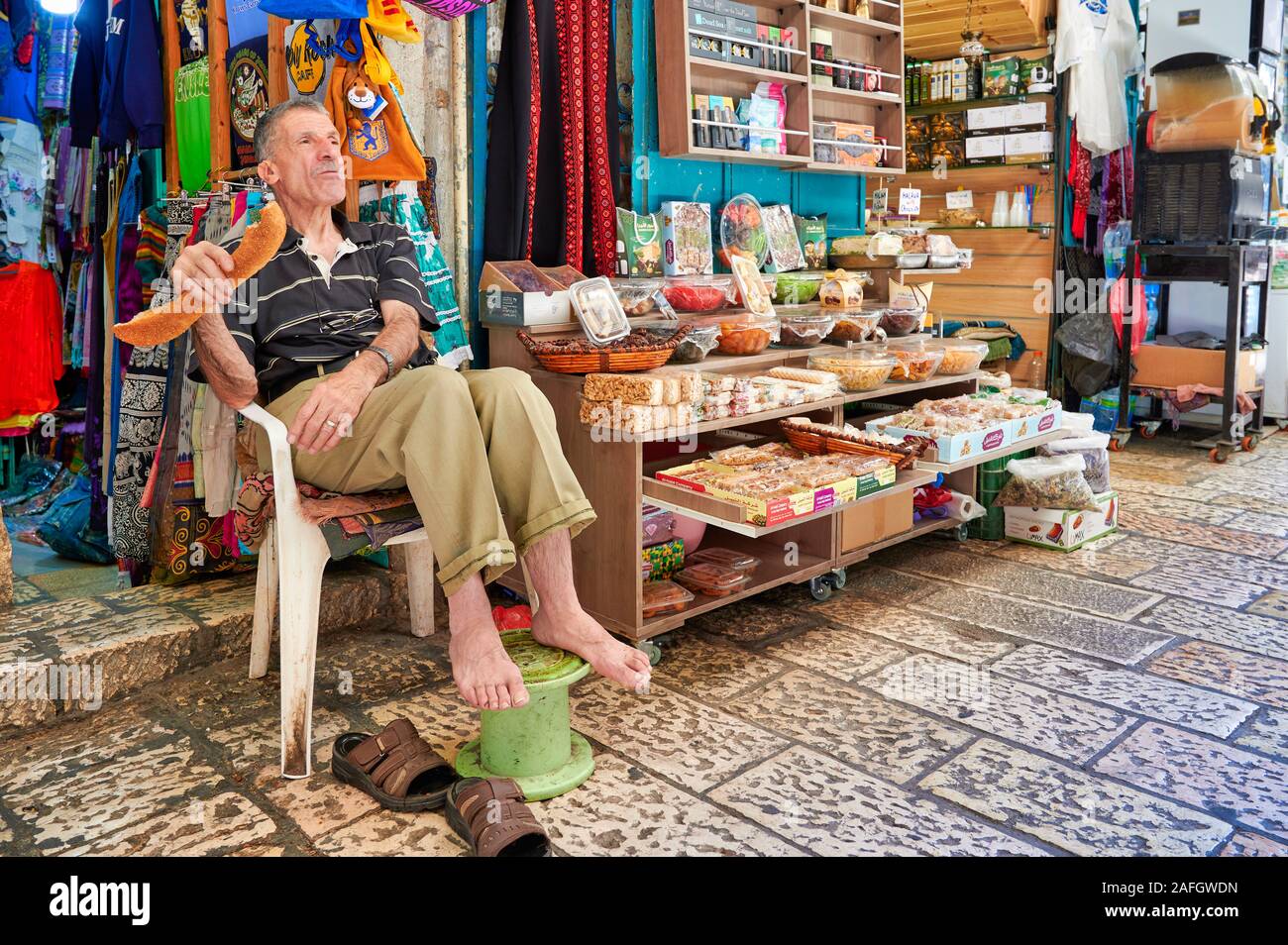 Jerusalem Israel. Shop in der Altstadt Stockfoto