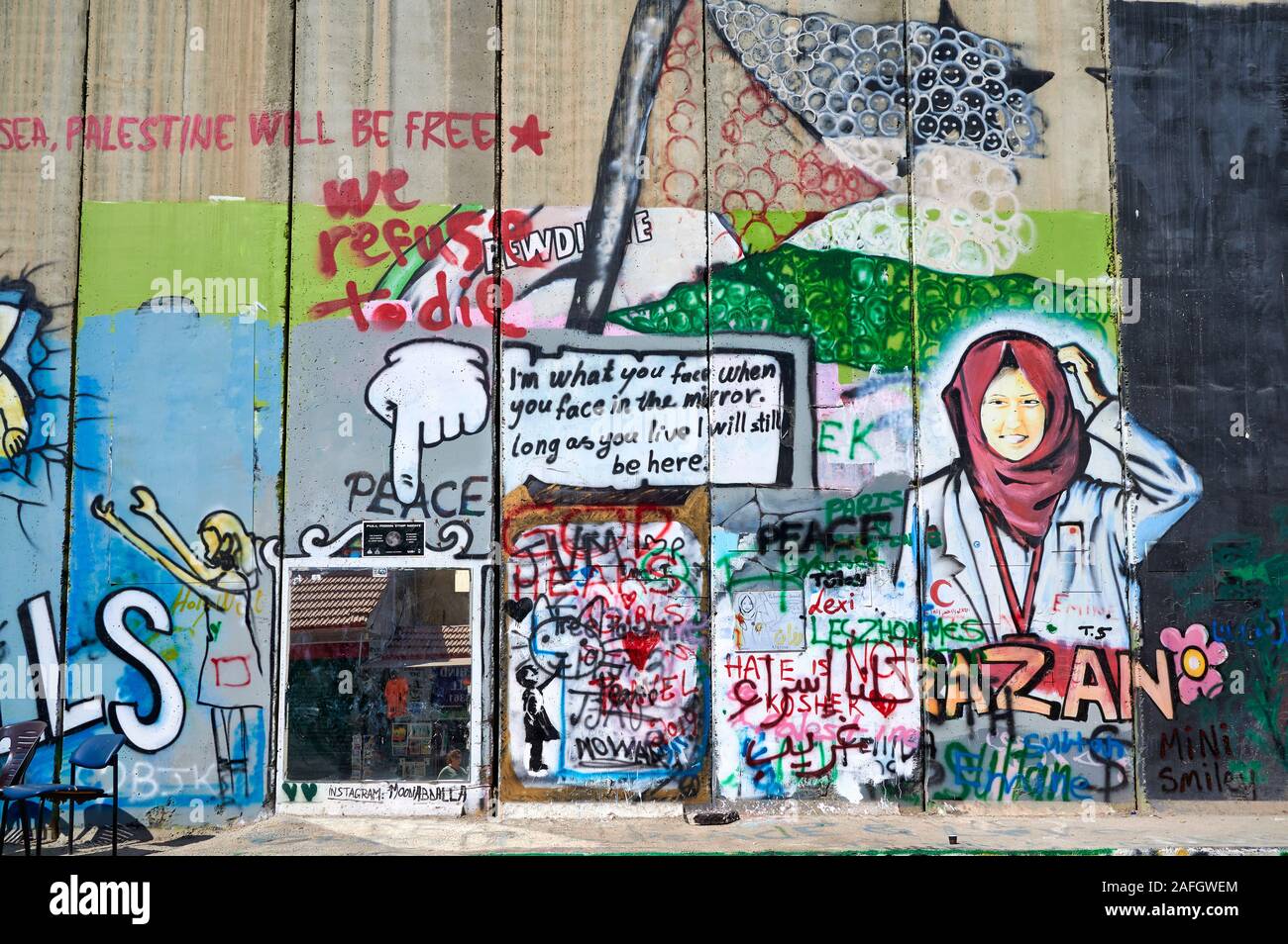 Jerusalem Israel. Der West Bank Trennmauer in Bethlehem Stockfoto