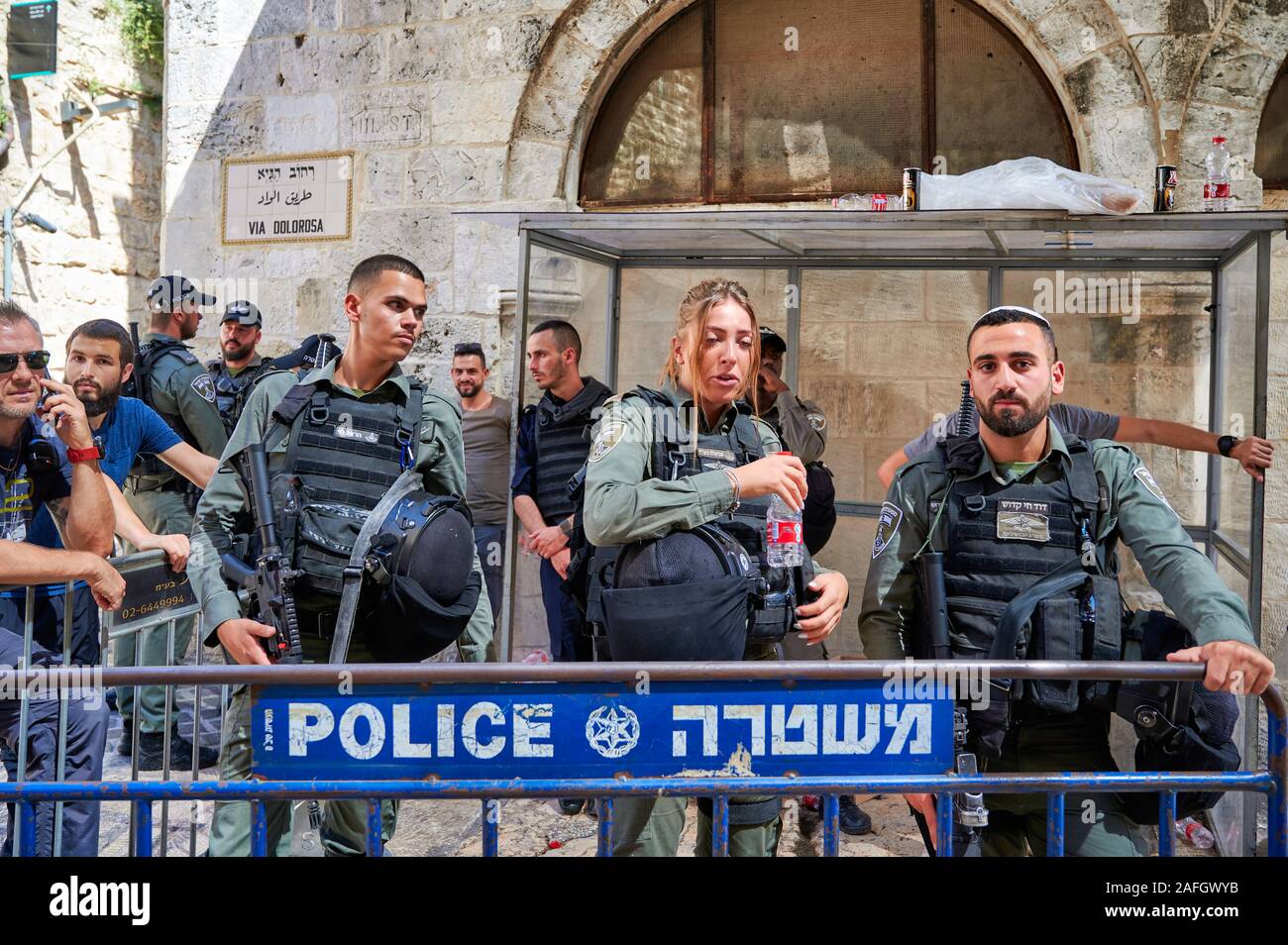 Jerusalem Israel. Sicherheit Polizei in der Altstadt Stockfoto