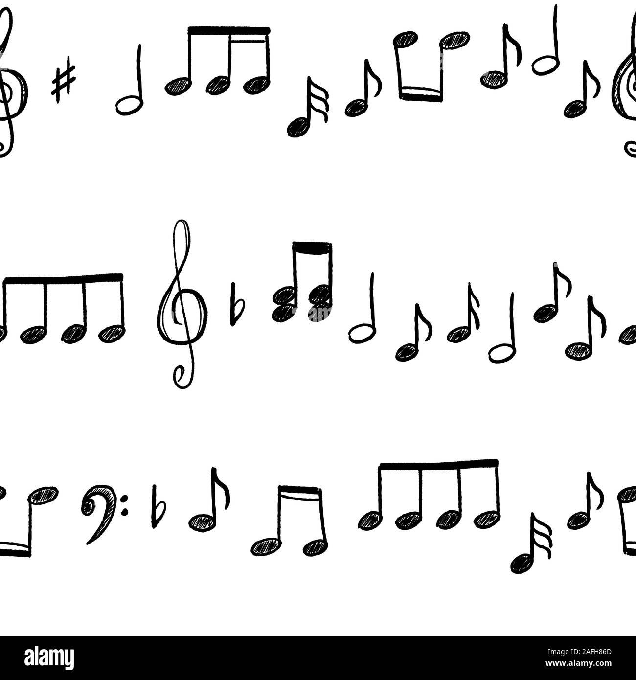 Noten und Notenschlüssel nahtlose Muster - Vektor musikalischen Textur. Stock Vektor