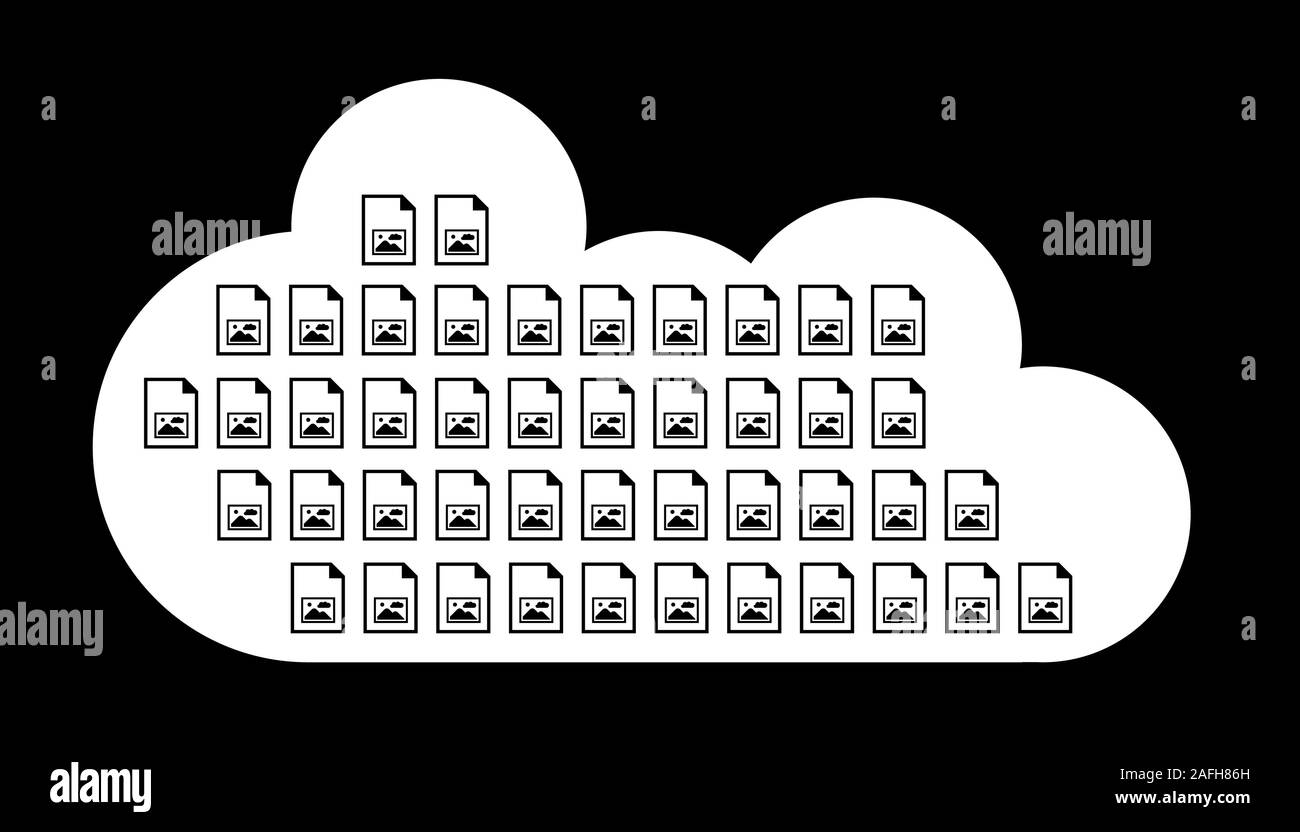 Online photo Datei Cloud Storage. Cloud symbol Abbildung mit Image Dateien. Stock Vektor