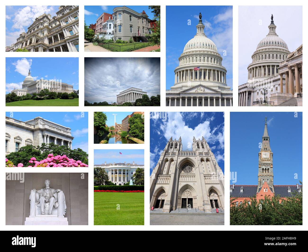 Washington DC - USA Photo Collage mit Sehenswürdigkeiten und Architektur. Stockfoto