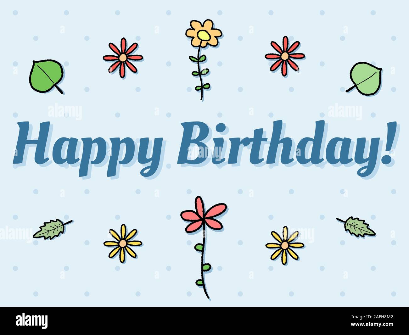 Alles Gute zum Geburtstag - Grußkarte mit bunten doodle Blumen. Urlaub Feier. Stock Vektor