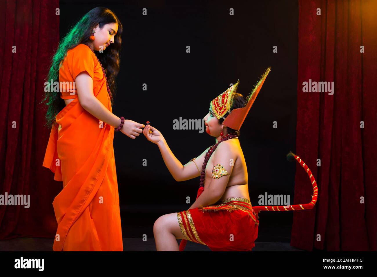 Hanuman, die zu einem Ring Sita Stockfoto
