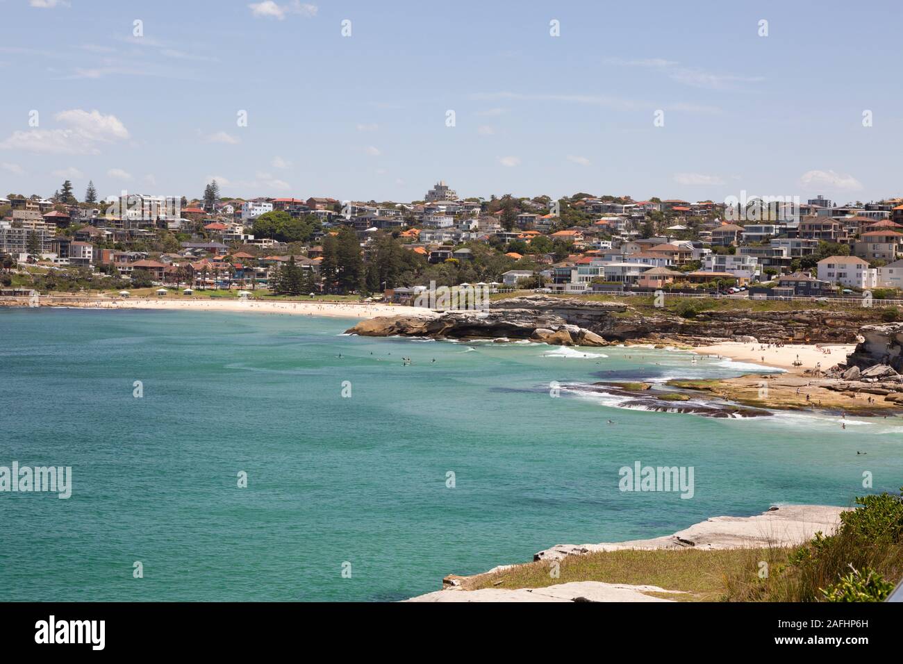 Sydney Bondi nach Bronte Ocean Walk; Landschaftsansicht der Strände Tamarama und Bronte, Sydney New South Wales Australien Stockfoto