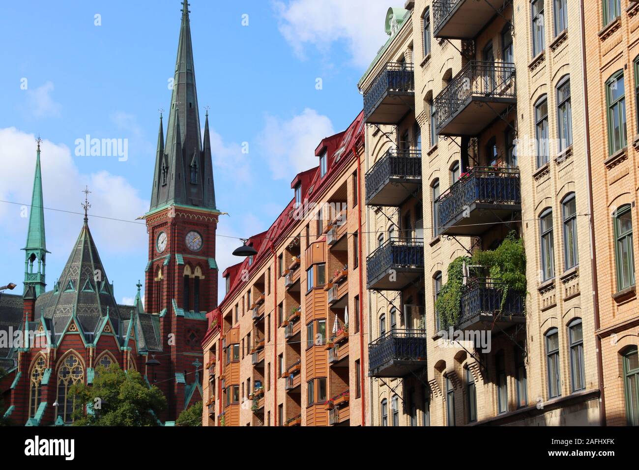 Stadt Göteborg in Schweden. Blick auf die Straße von Olivedal Bezirk. Stockfoto