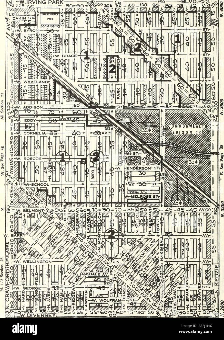 . Die olcott Grundstückswerte blaue Buch von Chicago. W. 4800 Sec 22 ClasB 3-4 -6-14-43-Aiiier Sf^ Sec22 Klasse 3-4 -15-18-43-Amer Sec 27 Klasse 4-15 -16-43 - Amer W.4W0NEi Sec22 Klasse 4-6-14-ie-AmerSEi Sec22 Klasse 3-4 -14-15-18-AmerSec 27 Klasse 4-15-ie-43-Amer 49 OLCOTTS LAND WERTE & Zoning 1936 T. 40 N.-R. 13 E.N. siehe Seite 40 BLVD.-*p^&lt;;;;;;;; Al" - W. IRVING PARK 1^12,5 IbO =:-:=. W. 4000 NWi Sec 23 Sec 23 ClassBw ClassSWj | Sec26 Klasse&gt;^^^o^^^^^^^^^ Also pi5^ Ao=3 Kf-IST-AmerS-16-ie-Aaier S. Siehe Seite S8 3-4 -5-15 -16-18 - Amer & Pol-HEi Sec 23 Sec 23 ClassHE ClassSEi*S26 Klasse W. 3200 -14-15-Ainer-4-14-43- Stockfoto