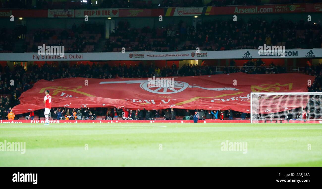 LONDON, Großbritannien, 15. Dezember Arsenal Flagge während der Englischen Premier League zwischen Arsenal und Manchester City im Emirates Stadium, London, England am 15. Dezember 2019. (Foto durch AFS/Espa-Images) Stockfoto