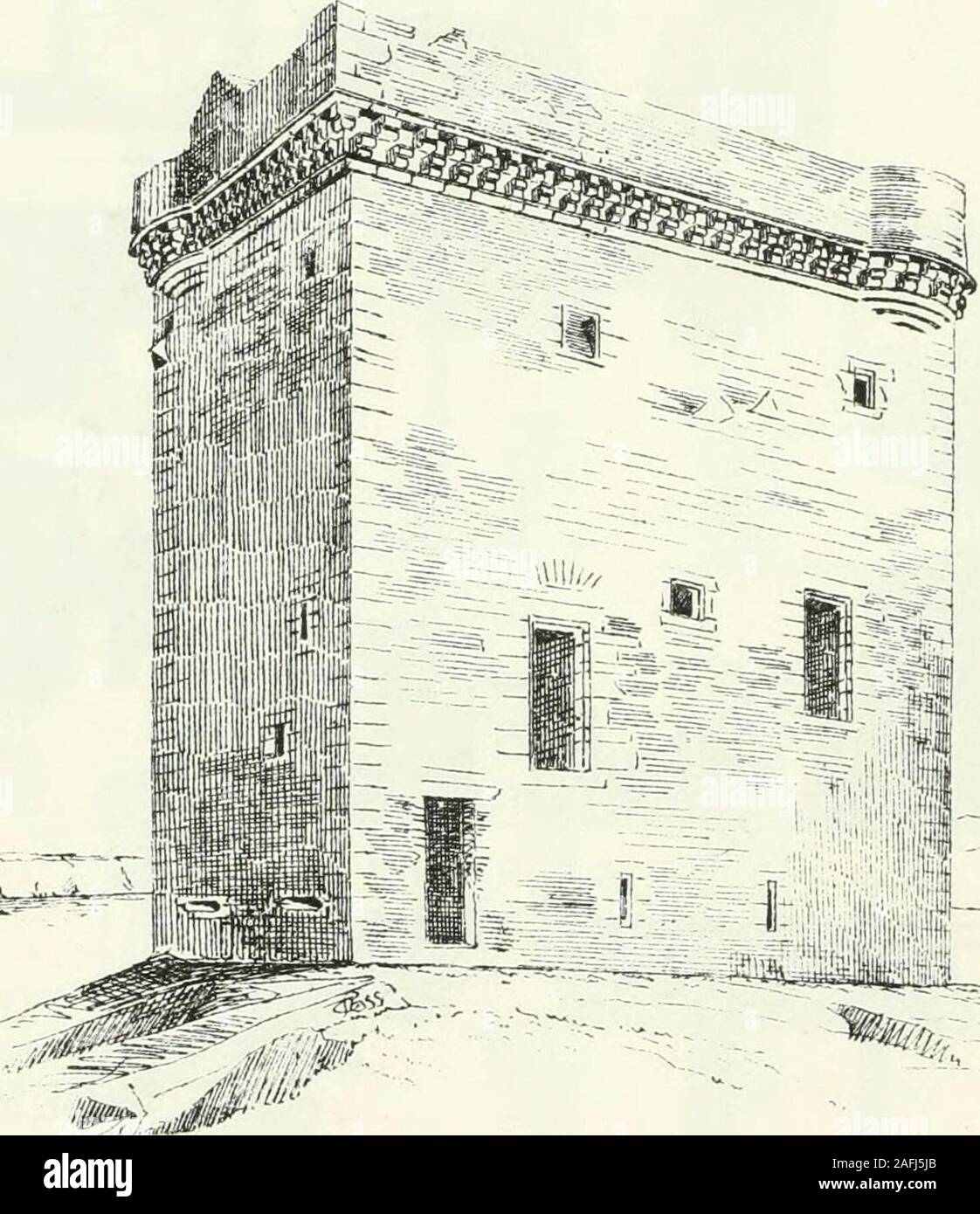 . Die kronenmutter und inländischen Architektur von Schottland, vom zwölften bis zum achtzehnten Jahrhundert. GtROund, normales Bild. 115.- Skclmoilic Schloss. Funk-Lans. Dritte Periode 178 LITTLE CUMBRAE SCHLOSS, ETC. Zu Recht und Fairlie eine private Treppe führt in den Keller. Bei Cuinbraeno solche Bequemlichkeit existiert, und wurde nicht benötigt, nach dem originalconstruction des Schlosses, als die Eingangstür war im ersten Stock (thepresent Erdgeschoss Eingang, ein nachträglicher Einfall) und LED-straightinto der Halle, so dass die Treppe die von der Eingangstür bis zum Keller wurde entiiely unter der Cont Stockfoto