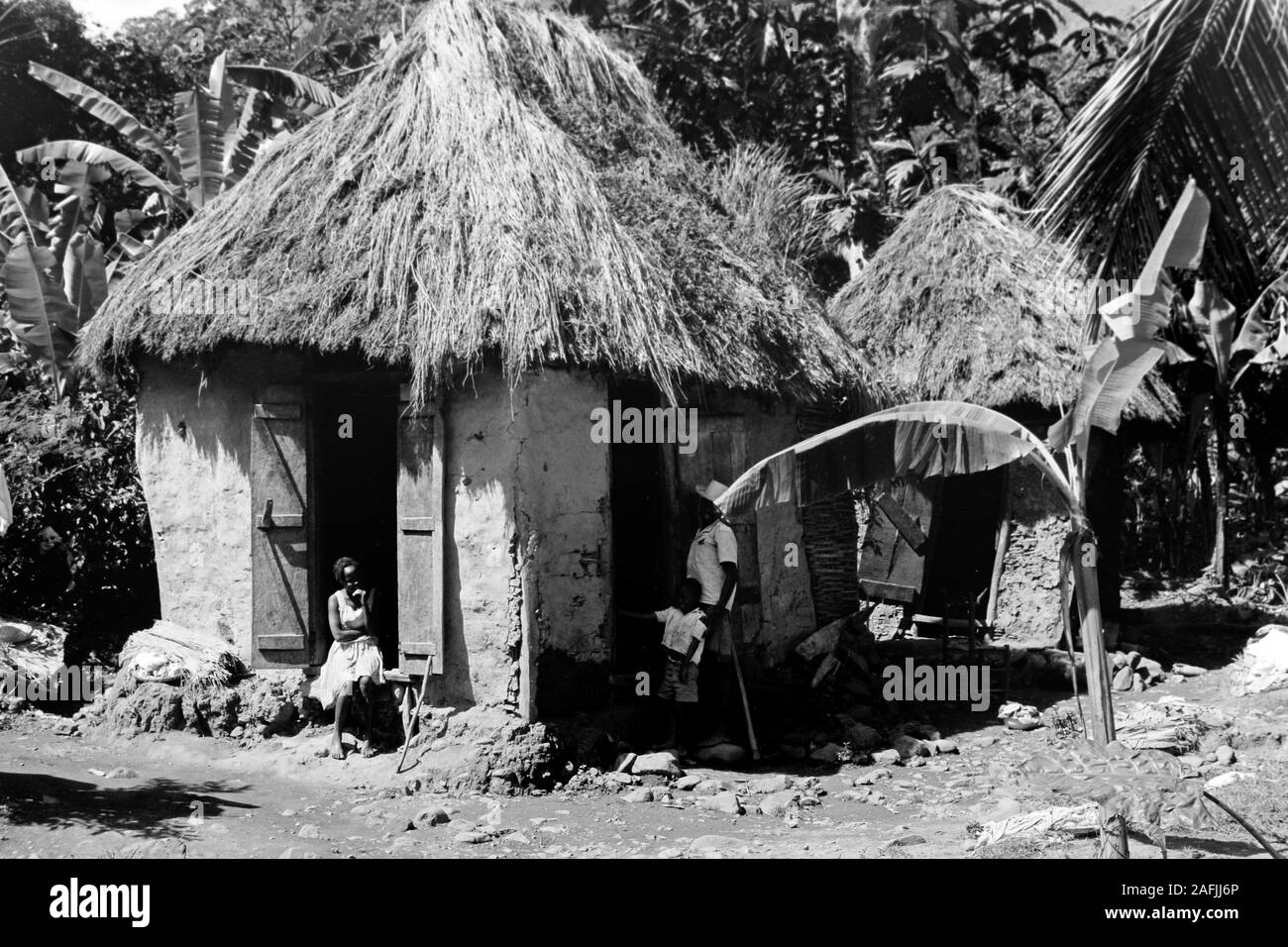 Typische Behausung in Cap-haïtien, 1967. Typische Wohnung in Cap-haïtien, 1967. Stockfoto