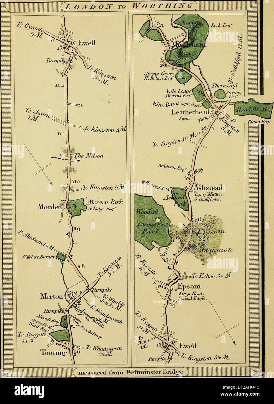 . Umfrage der Hohen Straßen von England und Wales: Der erste Teil umfasst die Grafschaften Kent, Surrey, Sussex [etc.], auf einer Skala von einem Zoll geplant, um die Meile... von Indizes, topographischen und beschreibenden begleitet ... 6 Und ich 62. Für die Fortsetzung dieses RoatL auf Landaa, siehe bis .. 46. L O] VD O N ZU WERDEN ES SACHE Tragen (rnxn^r^Chi ^^^^ f&. AtS mUes auf theriqht siehe ZaJJi HiUIo) ter, frcm iiiien &Lt;3e ii [i disartuble cn^klar Dav, Zondcn & das Meer Pille^o^ € nitnv iXxritpike C o n J/^w^^^^ fhe Nags Head Stockfoto