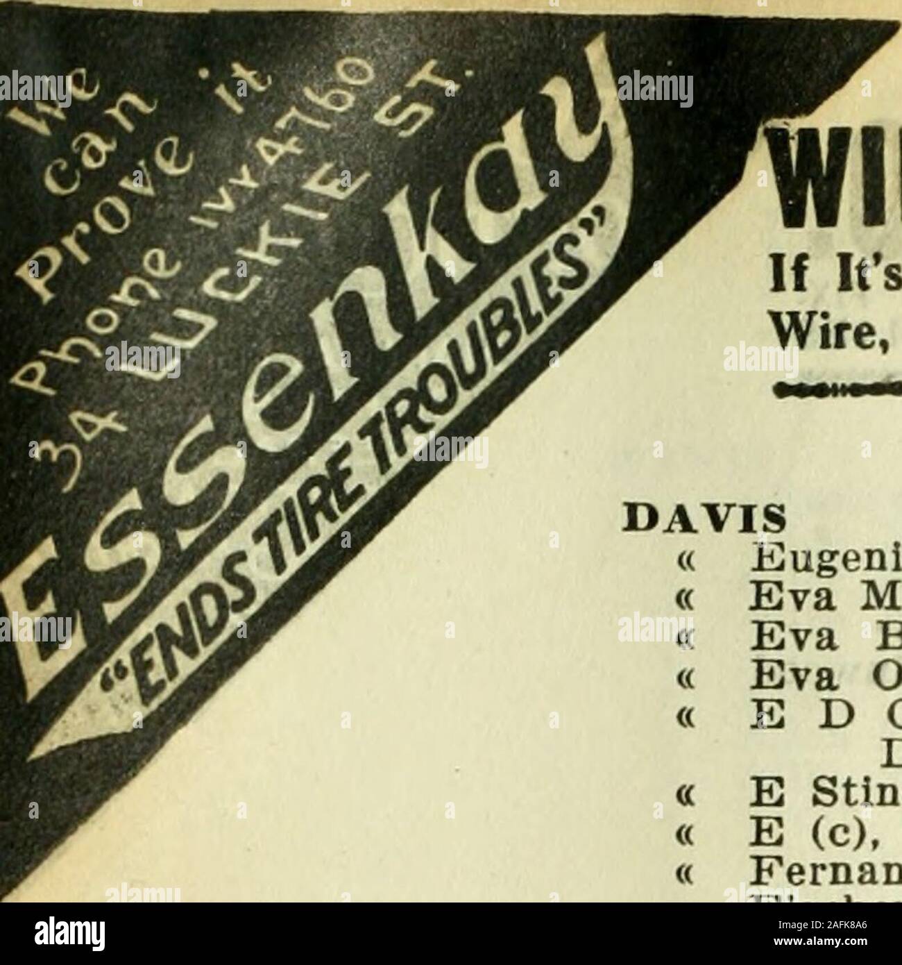 . Atlanta City Verzeichnis. s Av" Edward R, Asst. Supp Home Gesellschaft, r 25 Joe Johnson av Edwin ein, im Ruhestand, r376 N Boulevard Edwin C, Sekretärin Gen Elec Co, r376 N Boulevard Edwin G. (Ruth), Tischler, r18 Brotherton Elder C (c), hackman 150 Ahorn, r gleichen Electric Co (M M, I L&J S Davis), Contr und Rep. 21 % S Breite Elia F (Millie), Polizist, r 102 Ormond Elizabeth vermissen, opr Fulton Tasche Mühlen, r 639 - B E Messe Elizabeth (c), Waschfrau, r 157 E Kain Elisabeth R, Witwe von John R, R 33 Gordon pi Emma (c), Waschfrau, r 435 Auburn av Emma eine Frau r 105 Rawson Emma H. Witwe Benjamin C, R 91 Junipe Stockfoto
