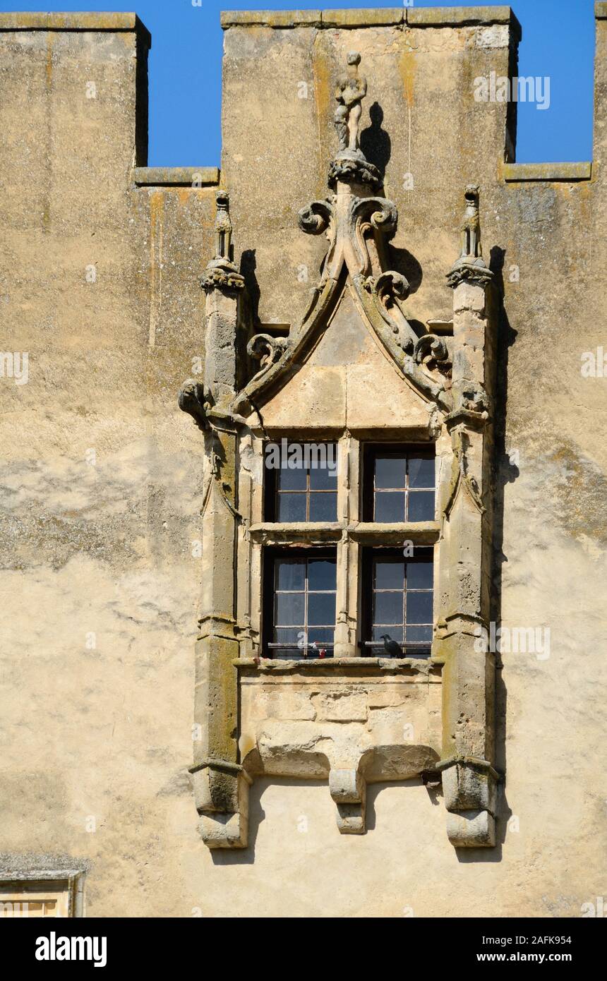 Mittelalterliches Fenster, c 14 Burg oder Schloß von Allemagne-en-Provence Alpes-de-Haute-Provence Provence Frankreich Stockfoto