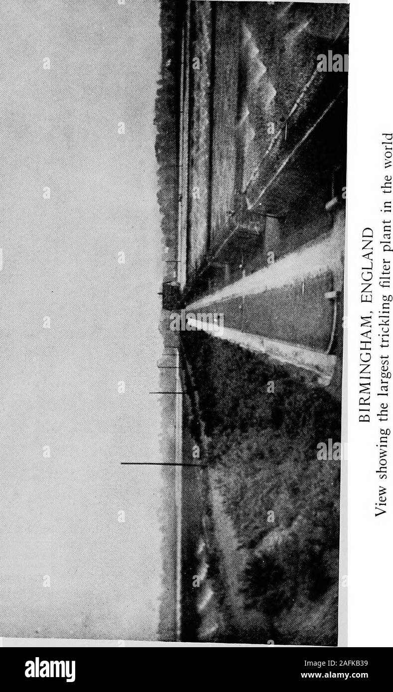 . Die Abwasserentsorgung der Städte. ineers und Wissenschaftler haben en-seit vielen Jahren gerückt. Ein Großteil dieser Arbeiten wurde donein Deutschland, wo, wie in Nordamerika, mit largerivers, günstige Bedingungen für die dischargeof frische Flüssigkeit Abwasser wurden, wenn von suspendedmatters über einer bestimmten Größe befreit, ohne furthertreatment. In England die Flüsse als Regel areso sehr klein, daß die reine Beseitigung der freshsuspended Feststoffe in der Regel nicht ausreichend war, andfiltration in jedem Fall erforderlich war; und durch die Verwendung von Tanks vor der Filtration havingstarted, die con-Servative englischen Ingenieur hat langsam eine wesentlich Fortschritte mad. Stockfoto