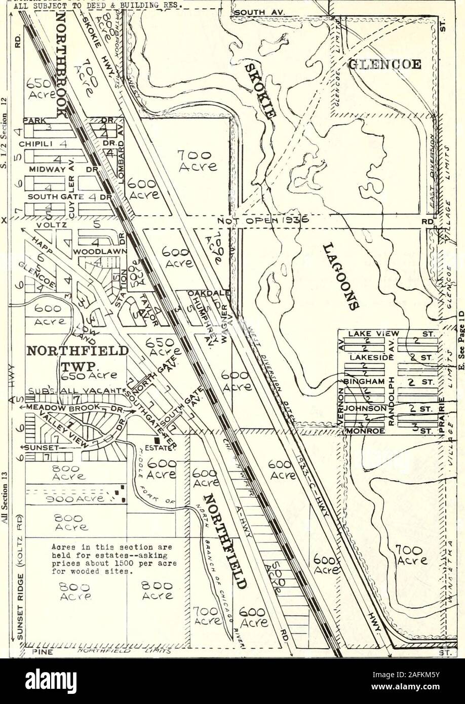 . Die olcott Grundstückswerte blaue Buch von Chicago. {{M^ "S. Siehe Seite IE KWJ - Seo 8 Klasse 7-9 -10-11-Lalce ESTAT3S1C OLCOTTS LAND WERTE & ZONING DORF 1936 von HORTHBROOK NICHT ZOKEDHORTHFIELD TWP. HOT ZOHED. ALLE UNTERLIEGEN DER TAT & Gebäude - Jr "n-T^42 N.-R. 12 E. N. Siehe Seite 1. SW4-Sec 12 V AC Acres-New Sulja-No Imp. HW^ Sec 13 Nev; Subs-Vacant-PTd StreetsSwi Sec 13 Vac Aoros-Few kleine Stände. S. Siehe Seite IG SE4-Sec 12 Skokle Lagoonsmi Siehe 13 Skokle LagoonsSE-t Sec 13 Vao Acre-Forest bewahren OLCOTTS LAND WERTE & Zoning 1936 Glenooe: Auch ^03. Süd & West J. 42 N.-R. 13 E., N. Siehe Seite Stockfoto