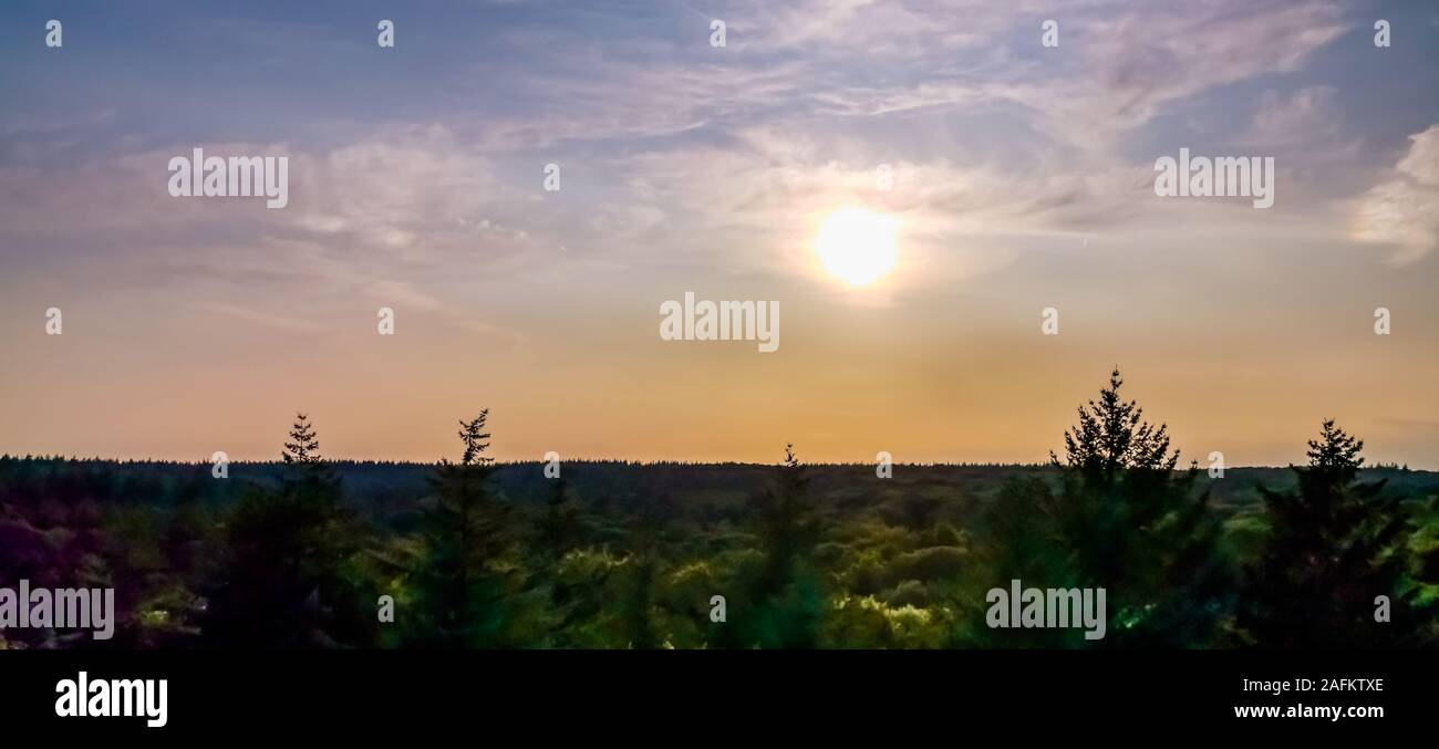 Schönen Skyline von Berg en Bos City Park in Apeldoorn, Niederlande, bunte sonnige Himmel mit Wolken Stockfoto