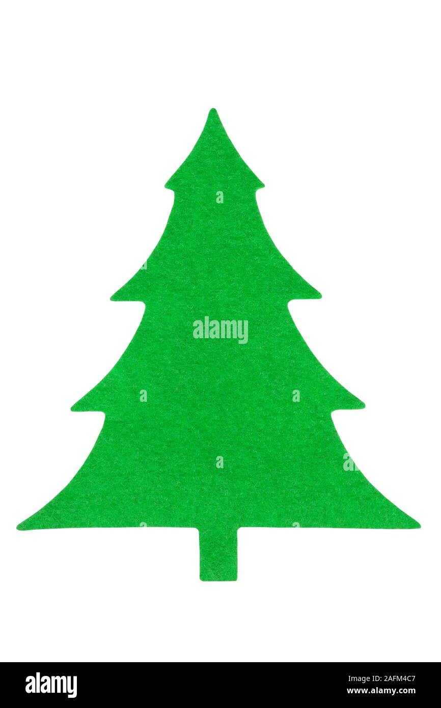Grünem Stoff Weihnachtsbaum auf weißem Hintergrund Stockfoto