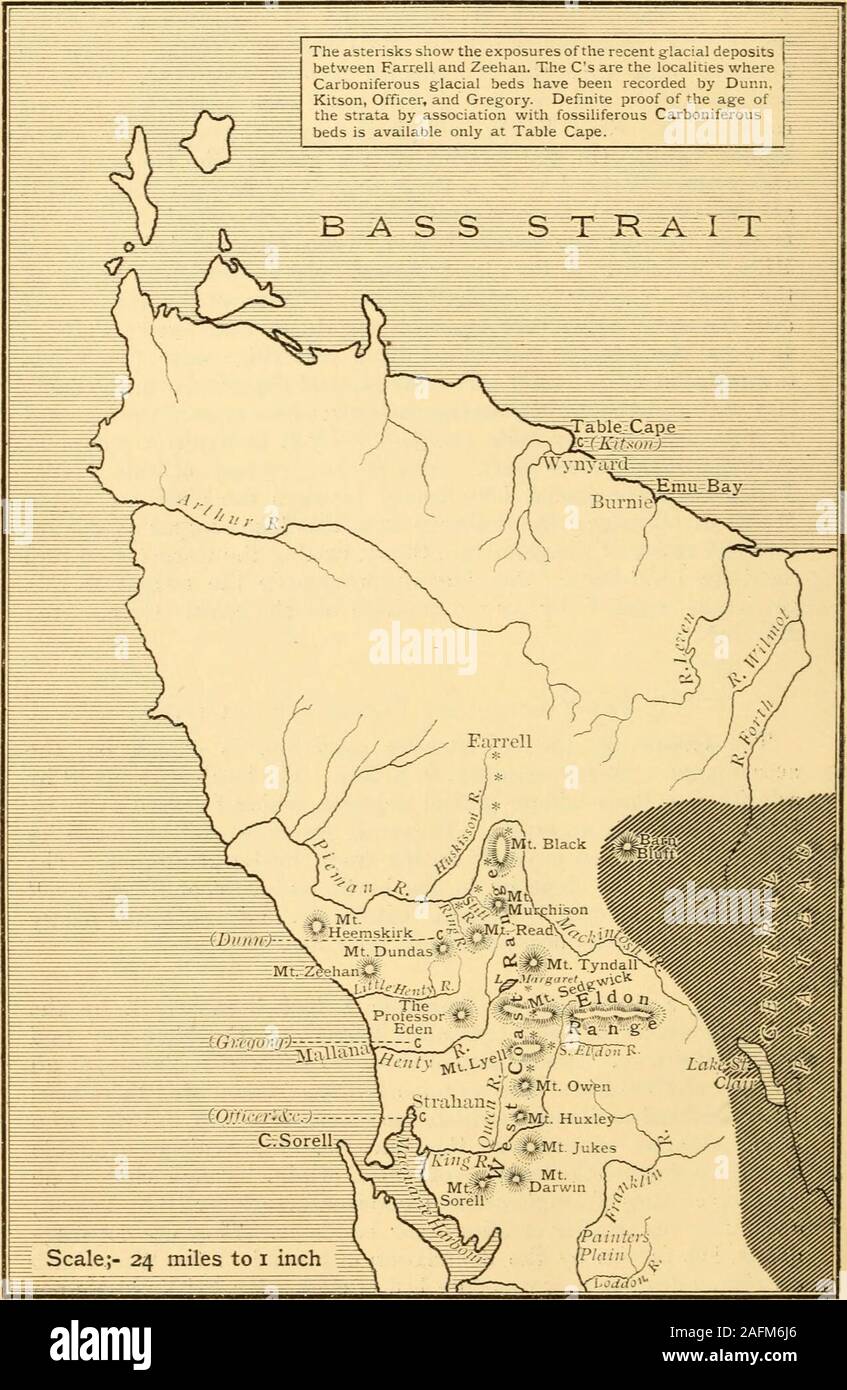 . Die Zeitschrift der Geologischen Gesellschaft in London. f ice-Aktion in ihren Gemeinden. Bei einem ersten Besuch in Tasmanien hatte ich durch themorainic Aspekt der einige Betten in der Nähe von Farrell Struck, auf dem Emu-Bay andZeehan. Bahn. Der Ort ist etwa 60 Meilen von Burnie, an analtitude von 1300 Fuß. Für die Möglichkeit der Prüfung dieser bedsI an Herrn J. Stirling, der Manager der Bahn verschuldet bin, whokindly stoppte den Zug für diesen Zweck. Die Beweise availableclearly zeigt, dass die Betten sind glazialen Ursprungs. Sie gehören somegigantic Findlinge der Konzernwirkungen: Maßnahmen 25. bis zum 18. Stockfoto