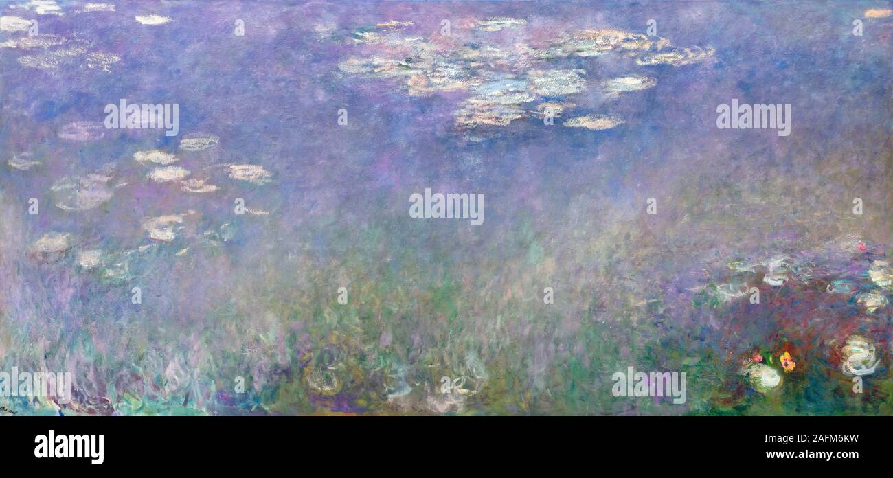 Seerosen (Agapanthus) von Claude Monet (1840-1926), Öl auf Leinwand, 1915-26. Riesige Wandgemälde große Leinwand im Cleveland Museum der kunst Messen 201.3 x 425.6 cm (6 ft 7 in x 14 ft 0 in.) Stockfoto