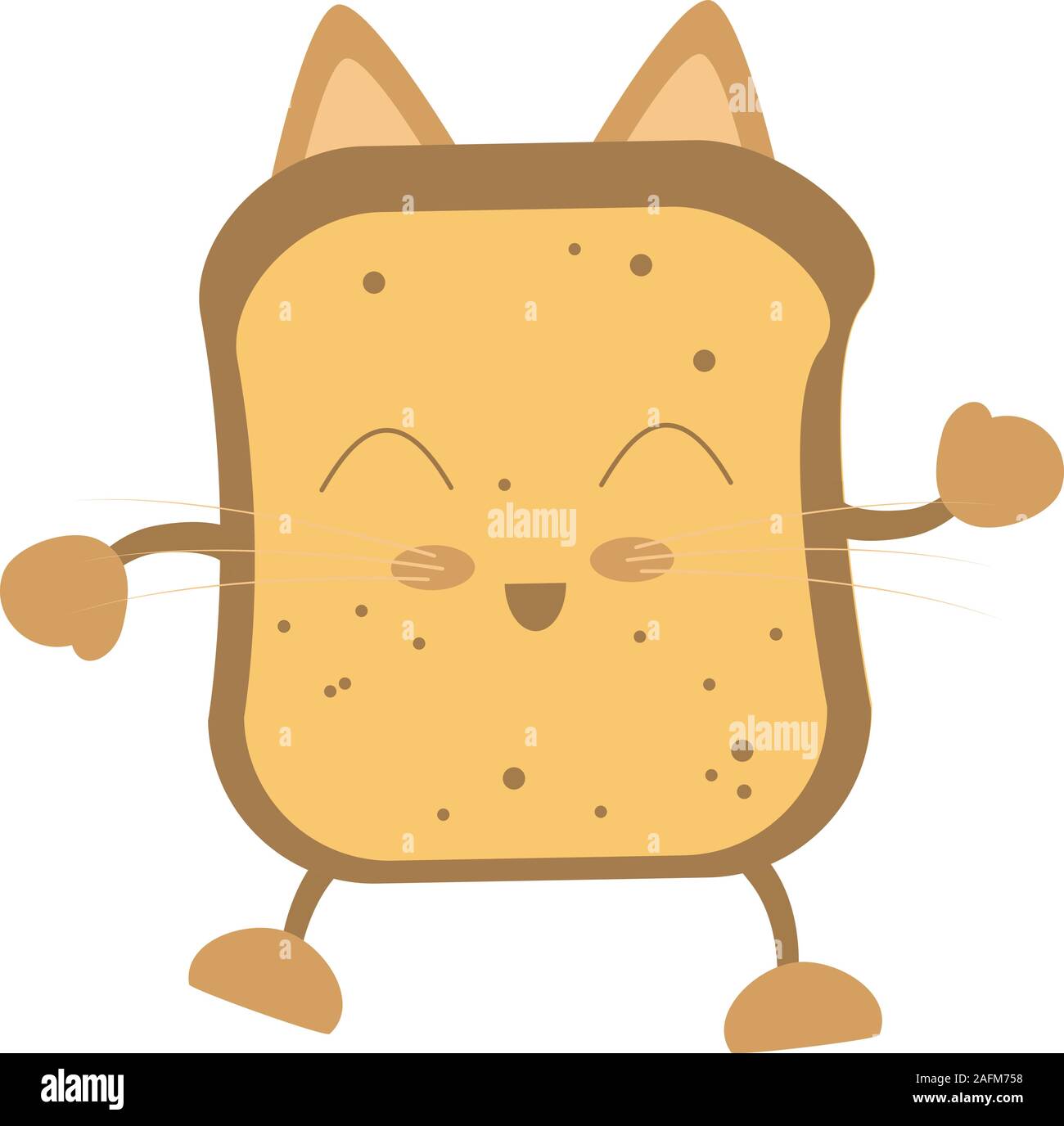 Cute Toastscheiben Katze Charakter Cartoon Vektorgrafiken Stock Vektor