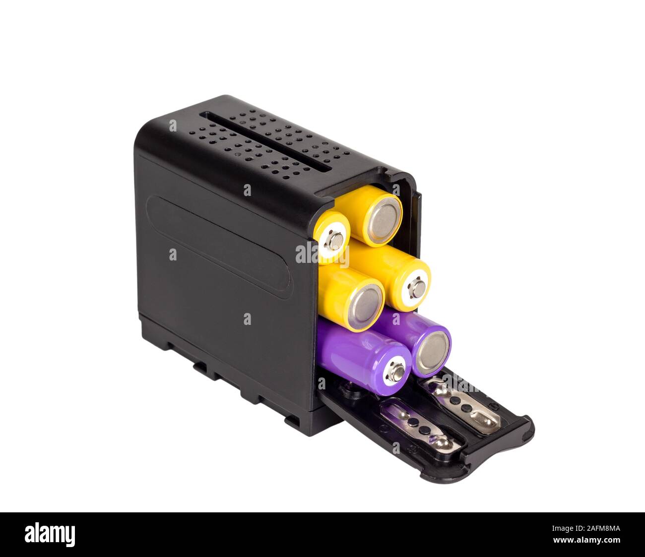 Batterie Adapter für elektronische Geräte. Auf weissem Hintergrund. Stockfoto