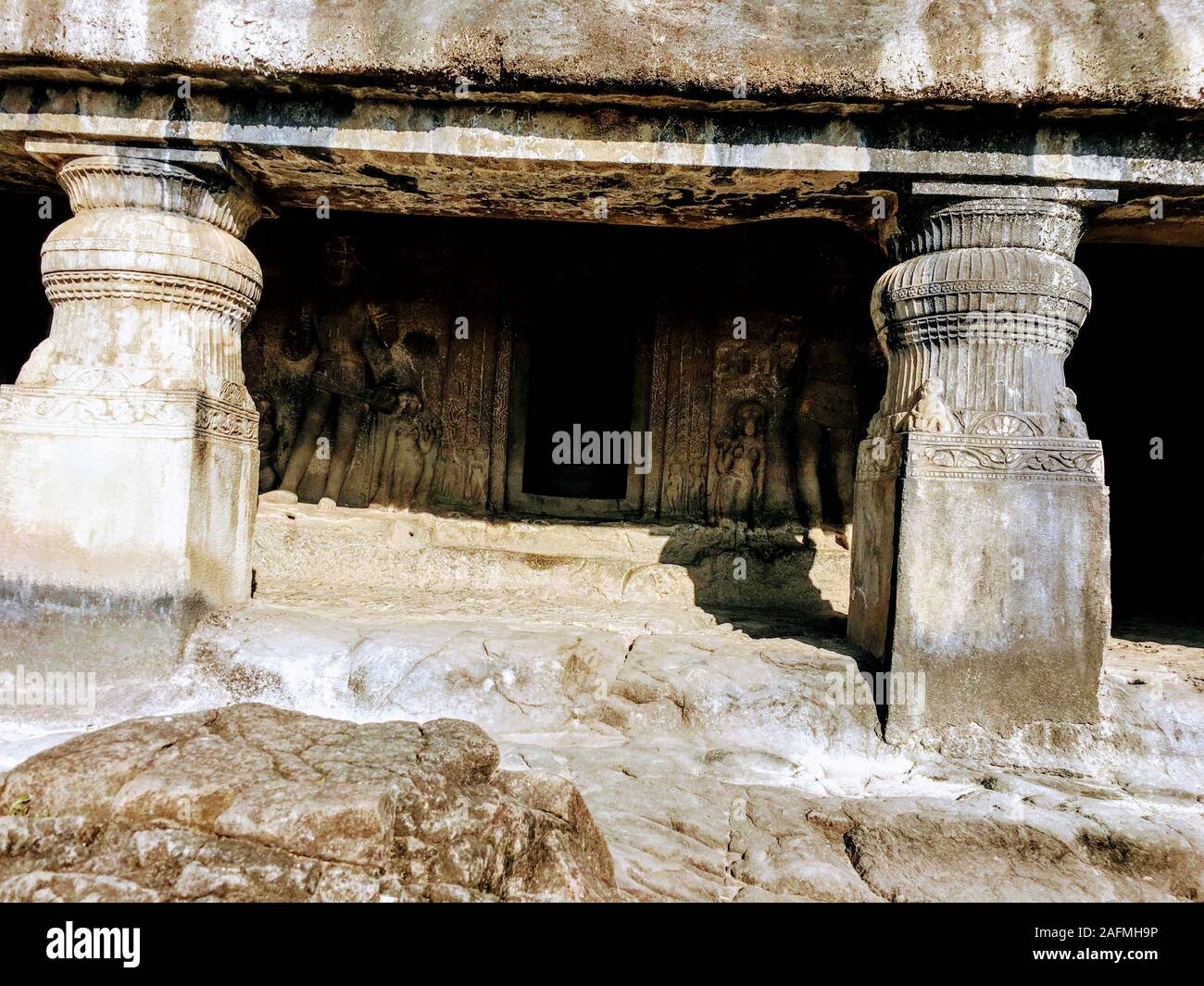 Ajanta Höhlen sind 30 Rock-cut buddhistische Höhle Denkmäler aus dem 2. Jahrhundert v. Chr. bis etwa 480 CE im Aurangabad in Maharashtra in Indien. Stockfoto