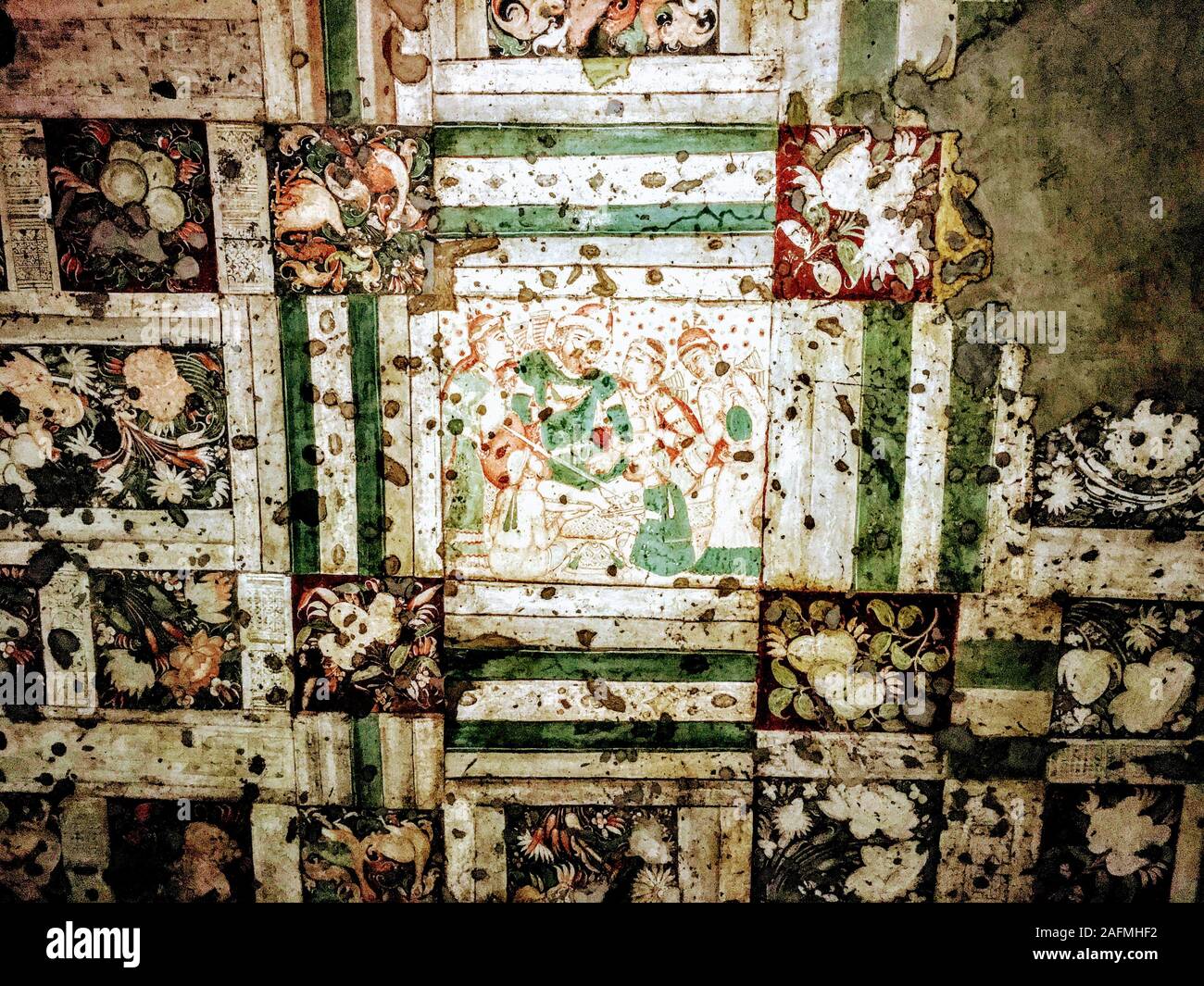 Die Bilder in der Ajanta Höhlen überwiegend die Jataka Geschichten erzählen. Diese sind buddhistische Legenden, die den vorangegangenen Leben des Buddha. Stockfoto