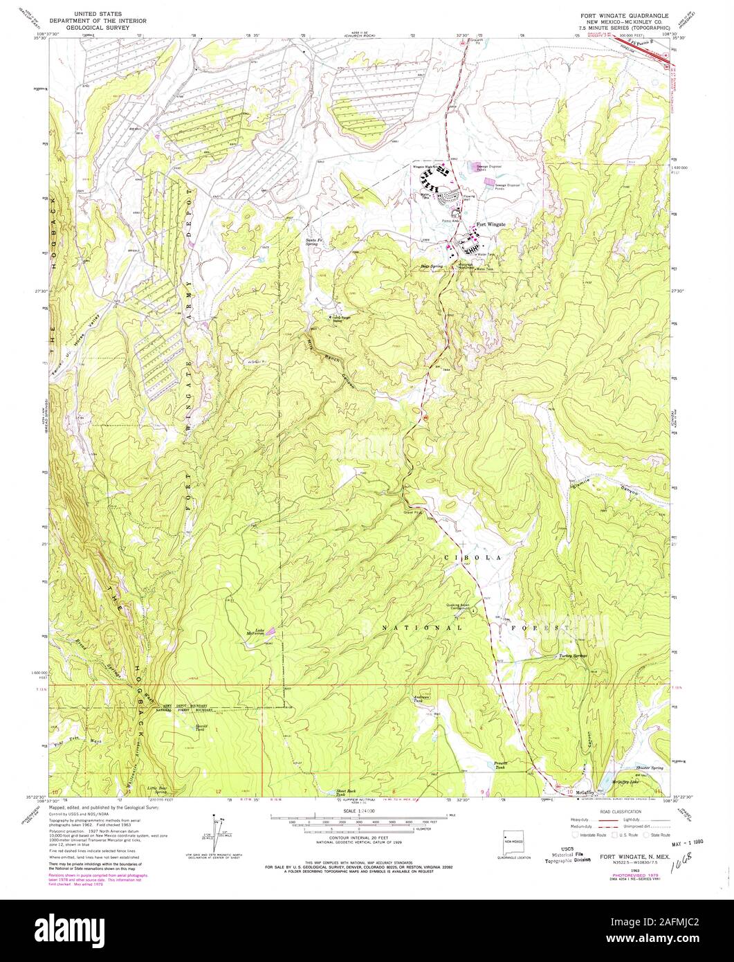 USGS TOPO Karte New York NM Fort Wingate 190666 1963 24000 Wiederherstellung Stockfoto