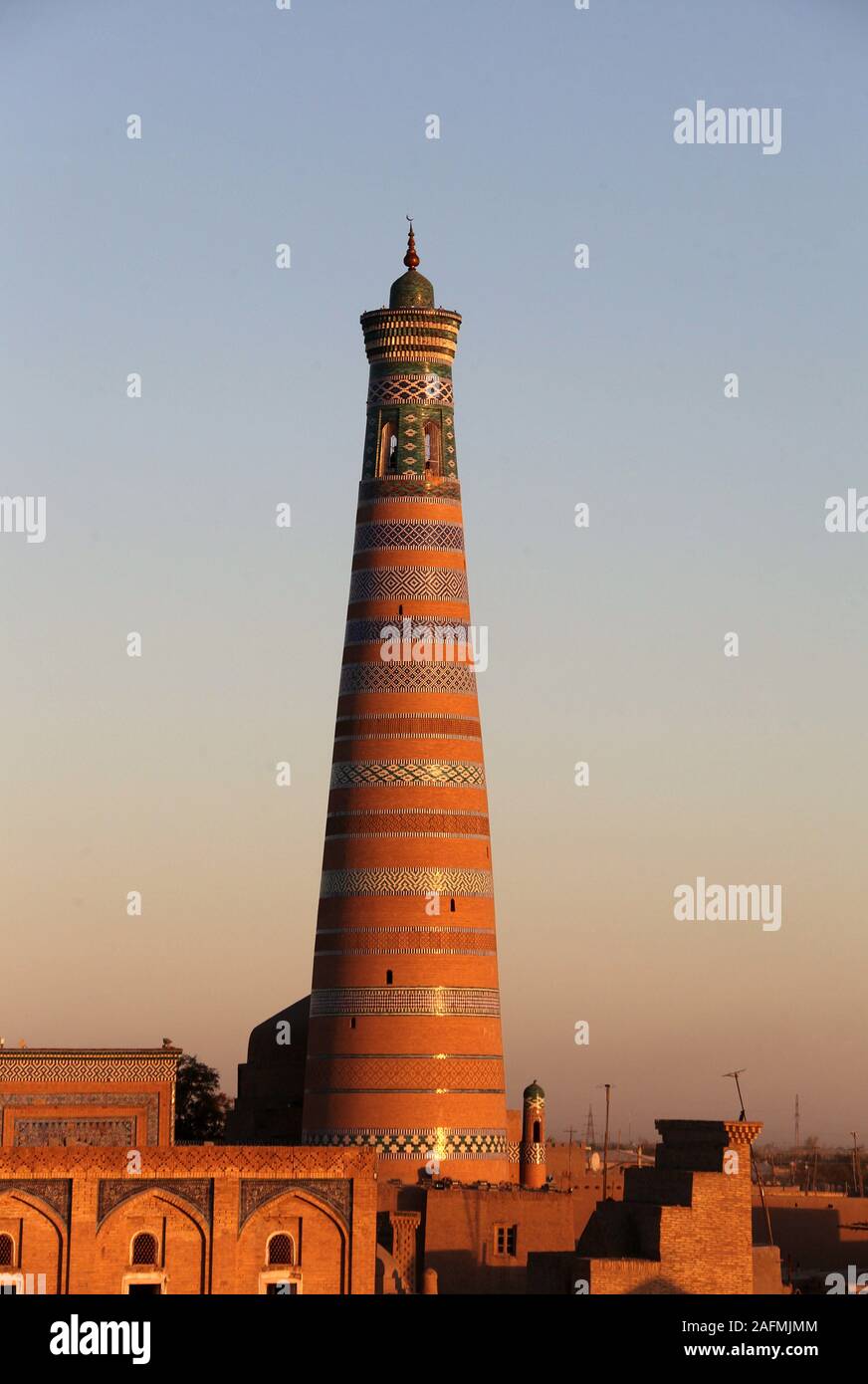 Islam Kraus Minarett in Chiwa Stockfoto