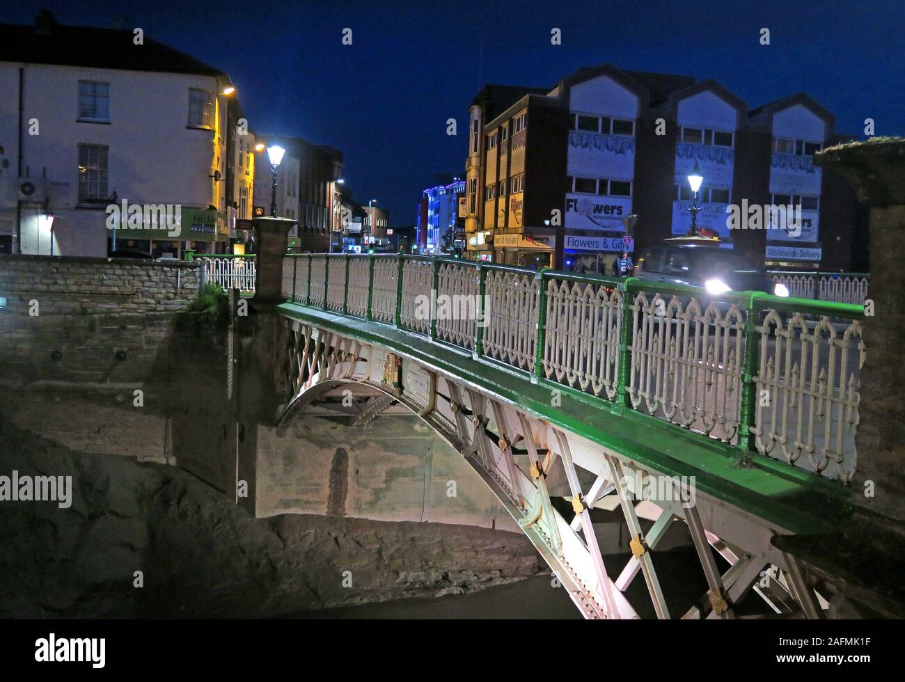 Town Bridge Eastover, Bridgwater, in der Abenddämmerung, Somerset, England, Großbritannien, River Parrett Stockfoto
