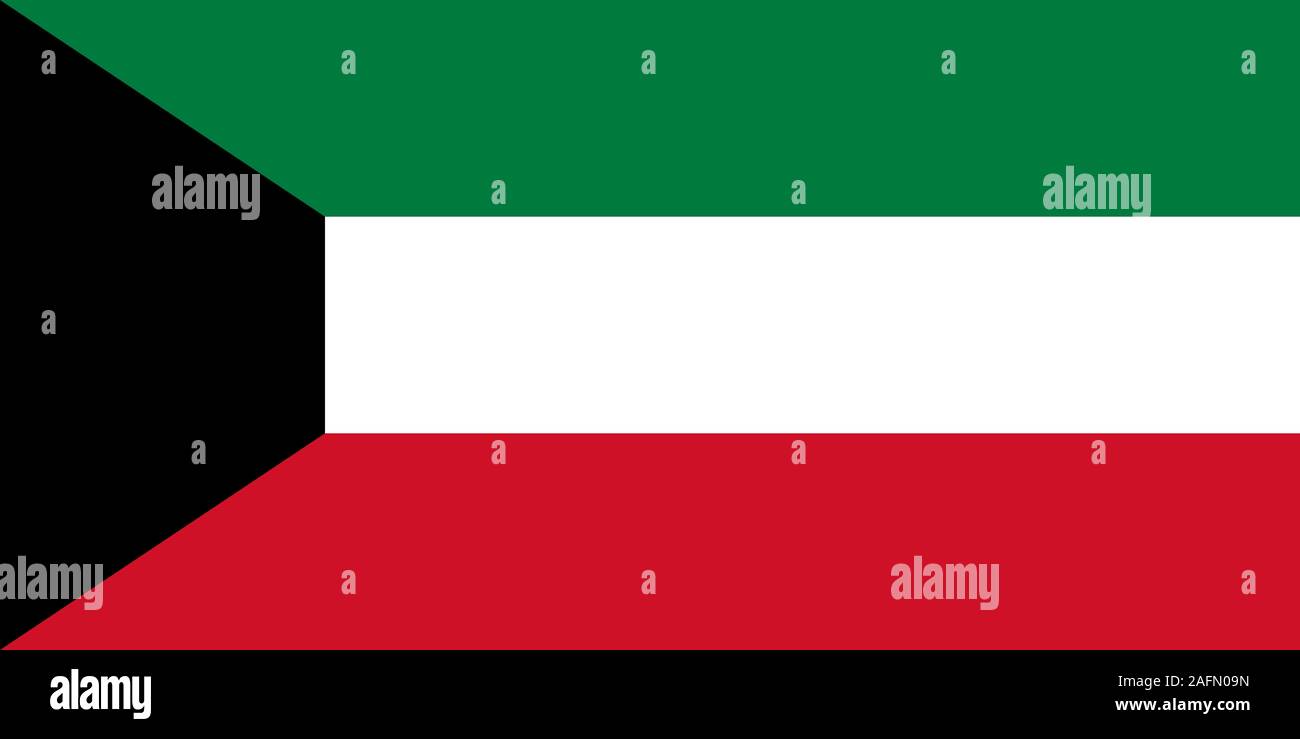 Offizielle großen Flachbild Flagge Kuwait Horizontal Stockfoto