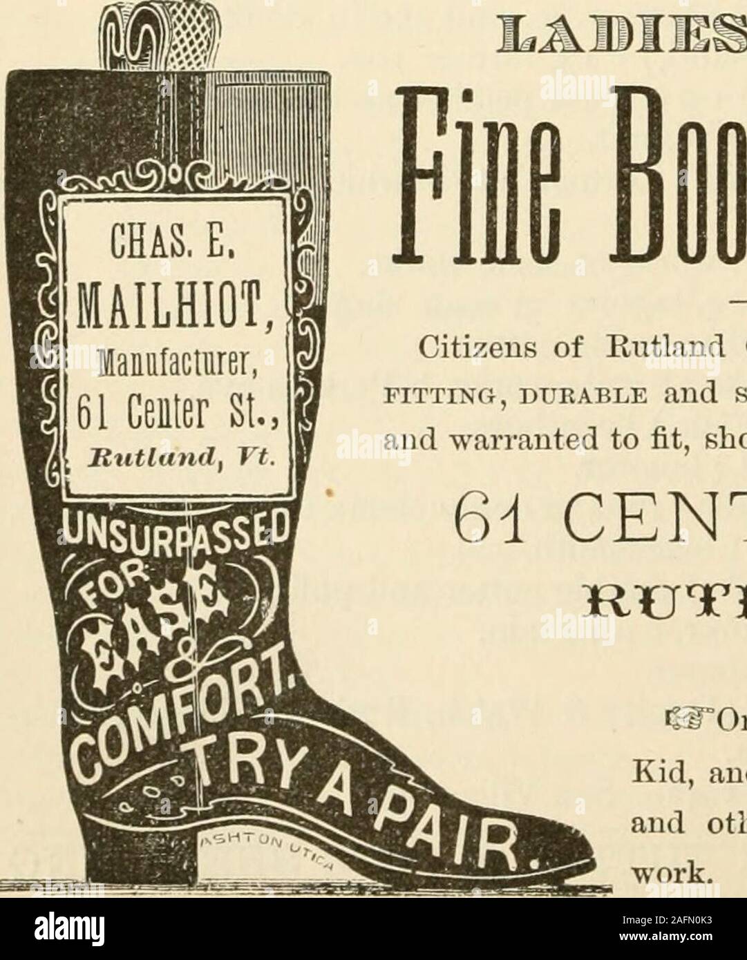 . Ortsverzeichnis und Business Directory von Rutland County, Vt, für 1881-82. I) EIN Stockfoto