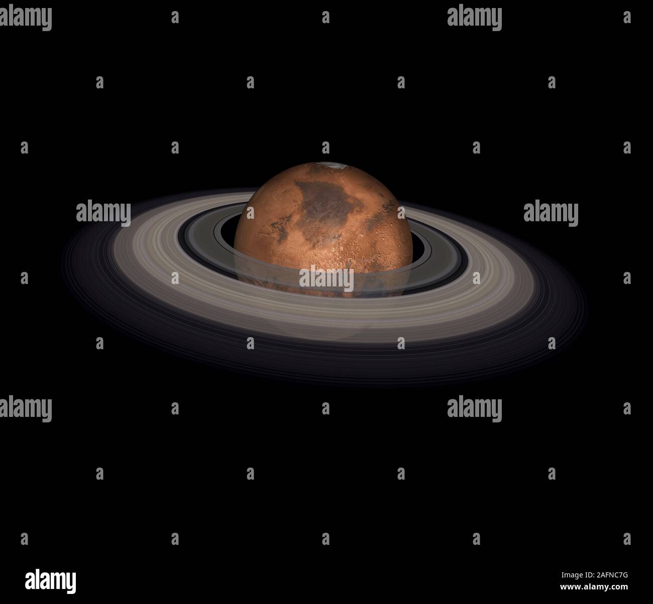 Mars Planet des Sonnensystems mit Planetenrad auf schwarzem Hintergrund isoliert. Elemente dieses Bild wurde von der NASA eingerichtet Stockfoto